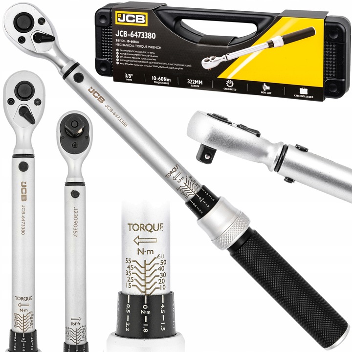 KLUCZ DYNAMOMETRYCZNY Z BLOKADĄ CERTYFIKAT KALIBRACJI ETUI 10-60Nm 3/8" JCB