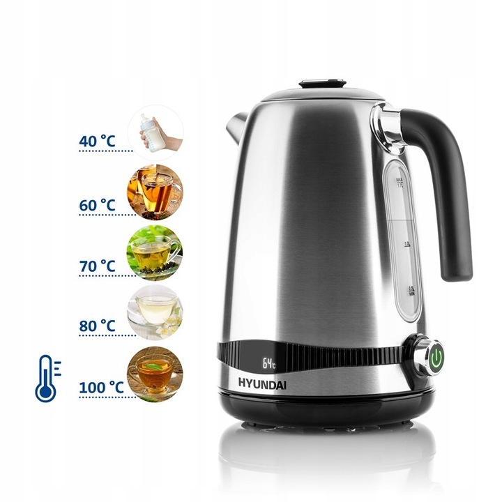 CZAJNIK ELEKTRYCZNY BEZPRZEWODOWY REGULACJA INOX 1,7L