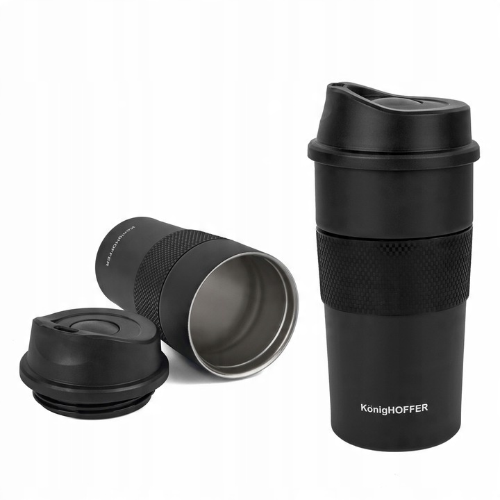 Turystyczny KUBEK TERMICZNY NA KAWĘ termos NA HERBATĘ Elliot 440ml CZARNY
