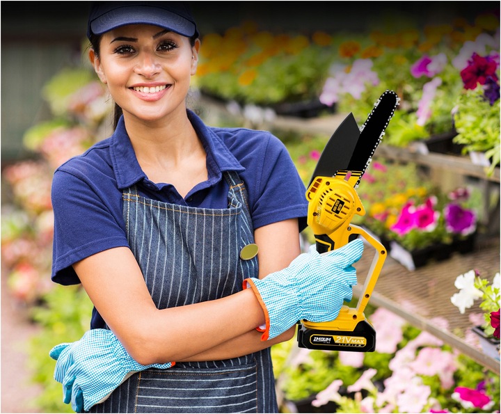 PIŁA ŁAŃCUCHOWA AKUMULATOROWA 6" DO GAŁĘZI DREWNA GAŁĘZIÓWKA 2x AKUMULATOR