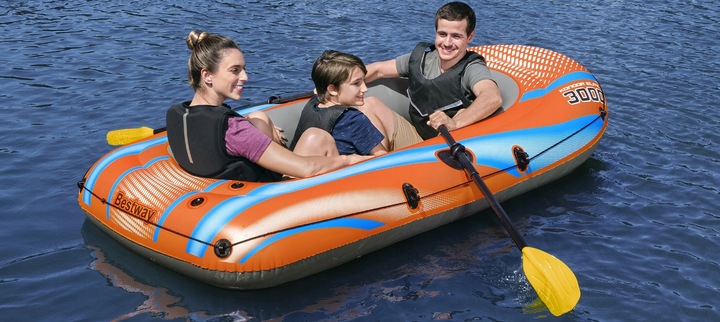 BESTWAY dmuchany PONTON 246 x 122 cm + 2 WIOSŁA + POMPKA + ŁATKA NAPRAWCZA