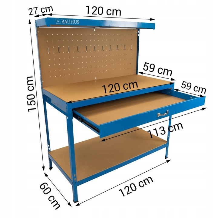 STÓŁ WARSZTATOWY ROBOCZY NARZĘDZIOWY GARAŻ BLAT HAKI