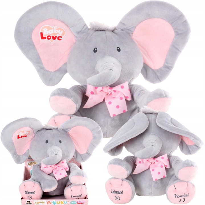 INTERAKTYWNY RÓŻOWY SŁONIK A KUKU RUSZA USZAMI ŚPIEWA I MÓWI PO POLSKU