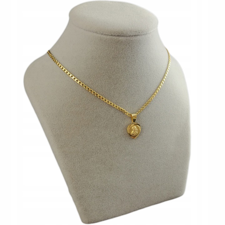 ZŁOTY ŁAŃCUSZEK Z MEDALIKIEM SREBRO 925/585 NA KOMUNIĘ CHRZEST GRAWER