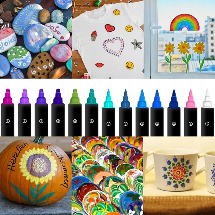 Markery akrylowe 24 kolory Wodoodporne markery z podwójną końcówką Prezenty