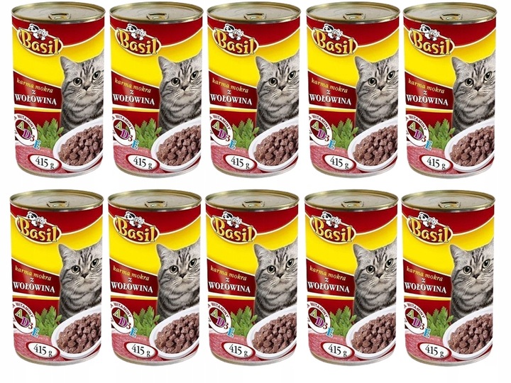 Basil KARMA dla KOTA puszka 415g 24szt MIX SMAKÓW ( 3x8sztuk )