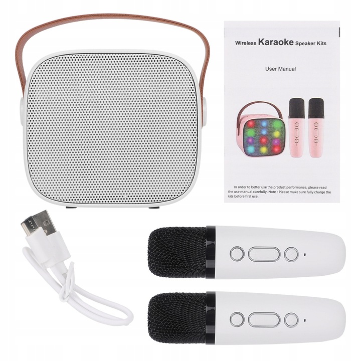 MIKROFON BEZPRZEWODOWY KARAOKE GŁOŚNIKIEM BLUETOOTH GŁOŚNIK Z KOLOROWYM LED