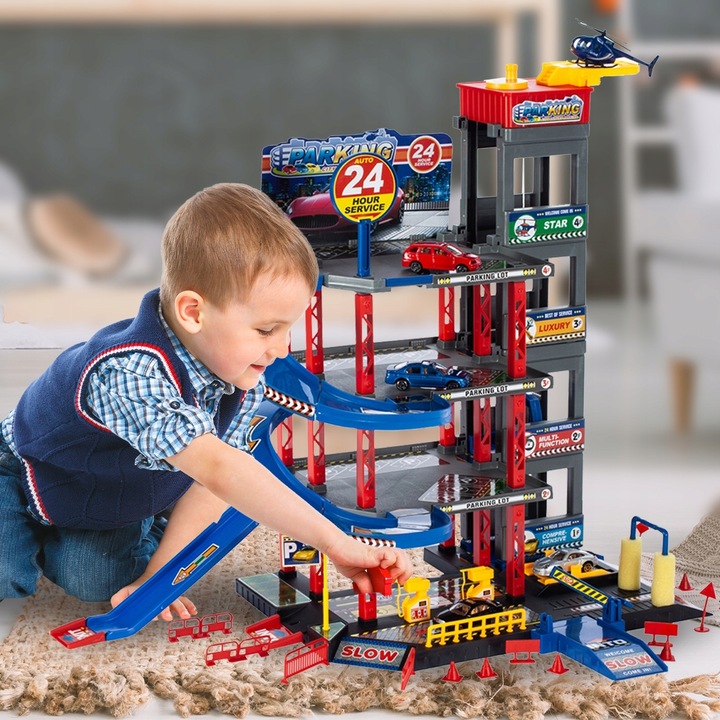 GARAŻ WIELOPOZIOMOWY PARKING SAMOCHODOWY AUTA HELIKOPTER Z WINDĄ DLA DZIECI