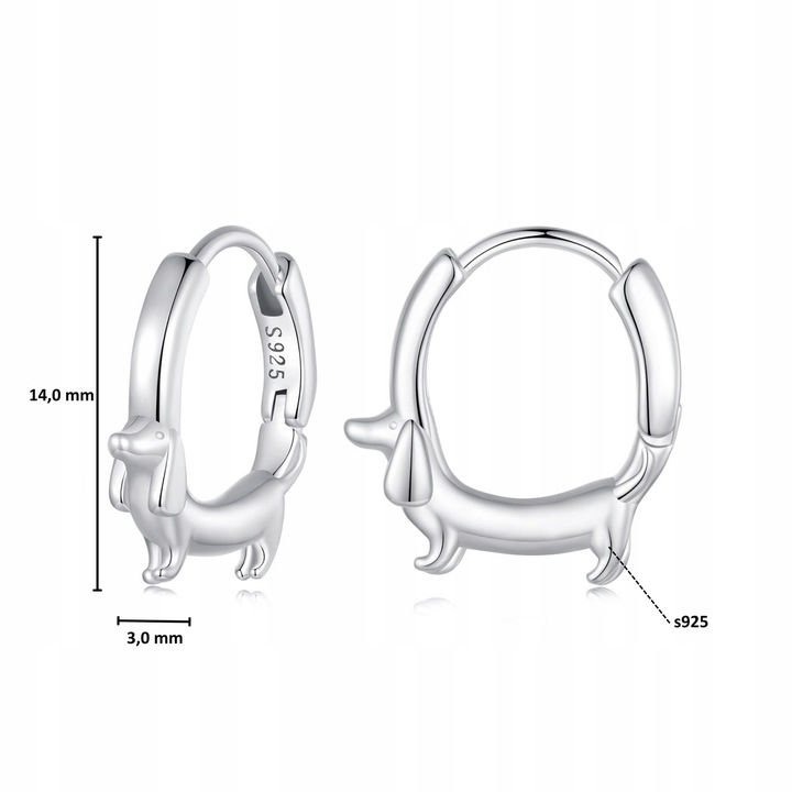 K523 Jamniki koła srebrne kolczyki zatrzaski srebro 925