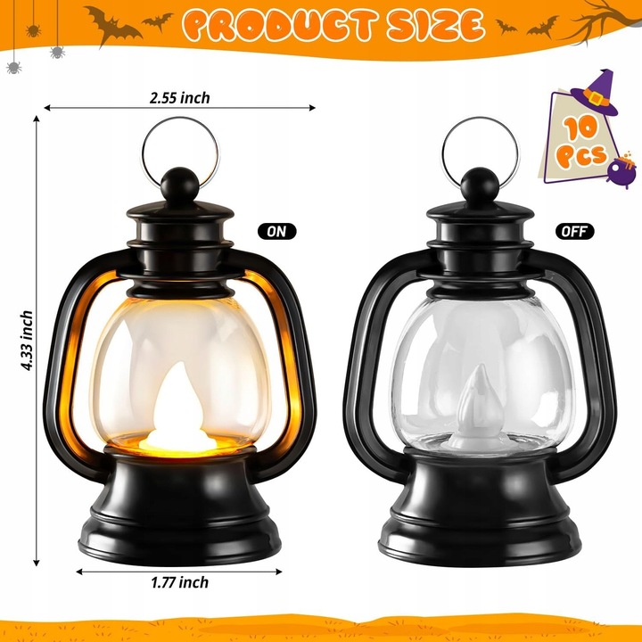 12 szt Mini Latarni w Stylu Vintage, Olejowa, Wisząca Latarnia Naftowa,LED