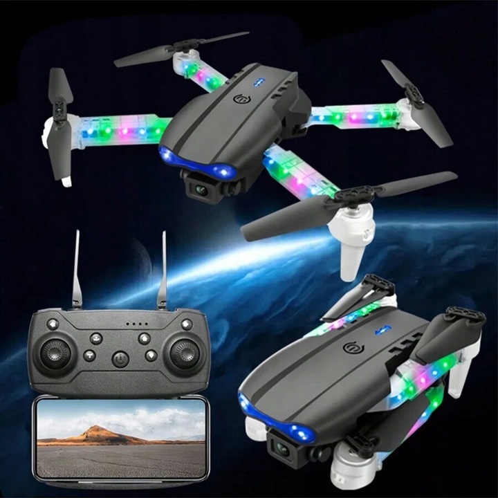 INTELLIGENT ZESTAW DRON Z 2 KAMERĄ WIFI LED JEDEN PRZYCISK STARTU/LĄDOWANIA
