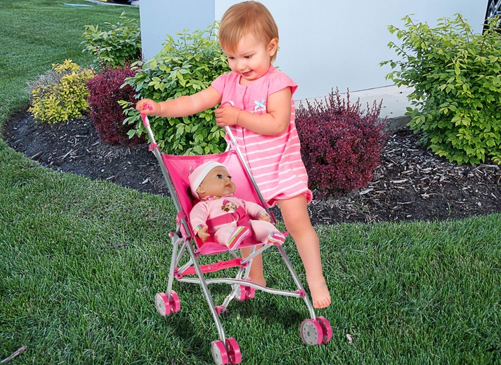 WÓZEK DLA LALEK SPACERÓWKA PARASOLKA JEDNOROŻEC LEKKI SKŁADANY SPACEROWY