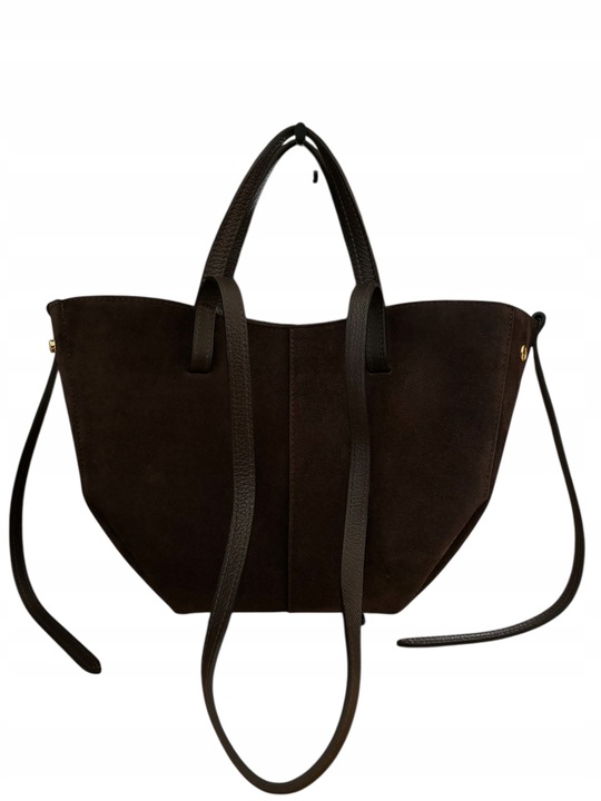 Torebka damska VERA PELLE SHOPPERKA na ramię i do ręki ZAMSZ BRĄZ