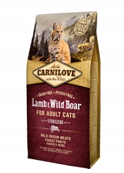 CARNILOVE CAT STERILISED JAGNIĘCINA I DZIK KARMA DLA KOTA 6kg