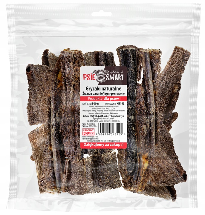 ŻWACZE BARANIE/JAGNIĘCE - 500G | 5-10cm 40-50SZT./op. PRZYSMAK DLA PSA