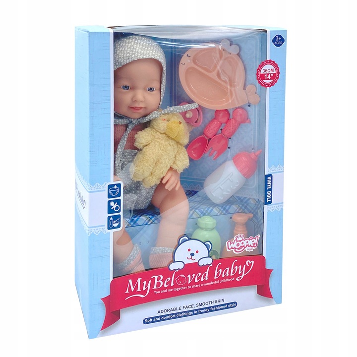 LALKA BOBAS MIŚ ZESTAW DO KARMIENIA PIELĘGNACJI OPIEKUNKA WOOPIE ROYAL