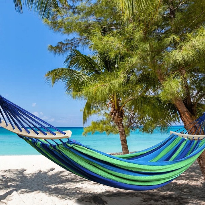 Hamak ogrodowy XXL 265x155cm | 2-osobowy, z pałąkami + torba