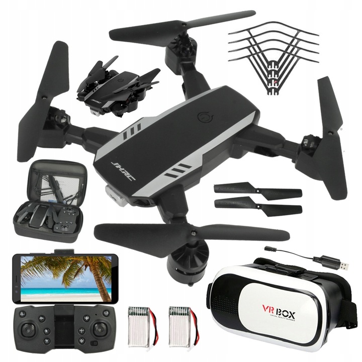 DRON KAMERA WIFI na Żywo ZAWIS POWRÓT ANDROID iOS 30MIN 2x Aku +GOGLE VR A