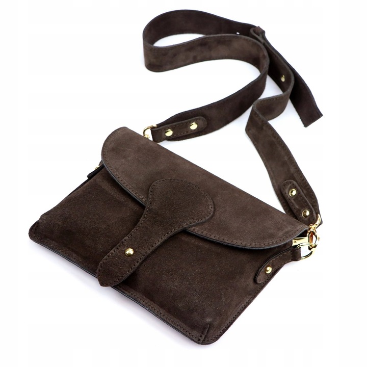 Torebka skórzana zamszowa INSTAGRAMKA XL HIT LUKA ciemny brąz