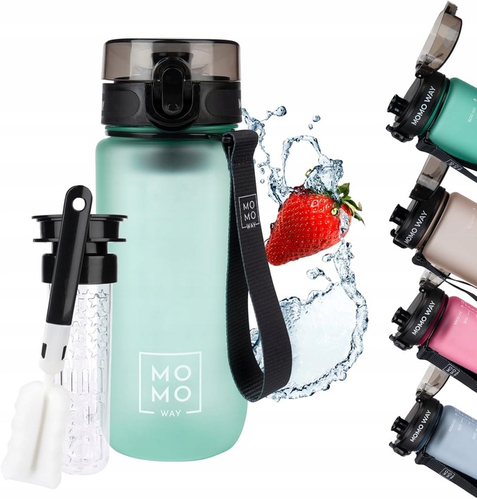 Butelka 600 ml na wodę MOMO WAY szczelny bidon z miarką BPA free tritan V1