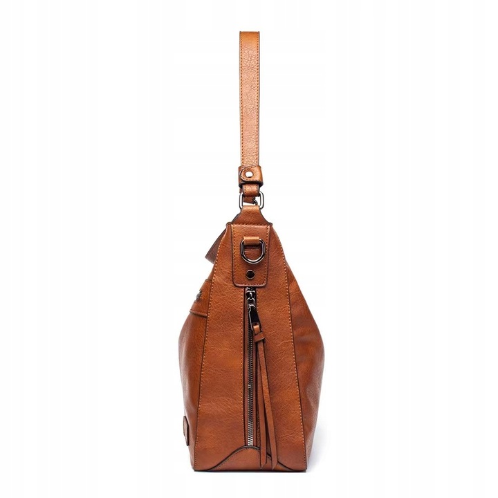 Torebka TORBA BRĄZOWA Pojemna Damska Eko Skóra na Zamek A4