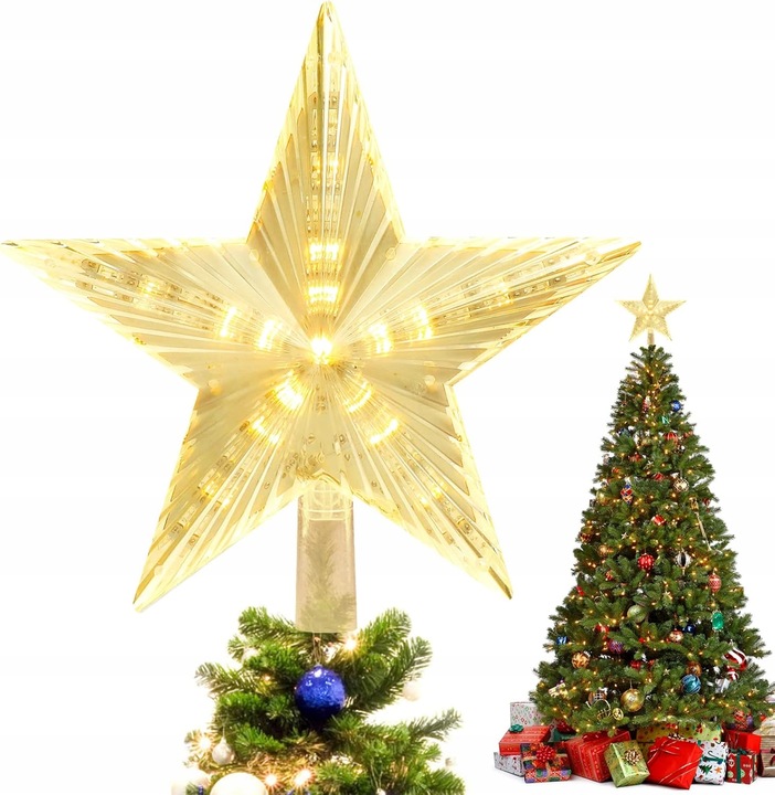 Czubek Na Choinkę Z 31 LED Czubek W Kształcie Gwiazdy, Lampki Choinkowe
