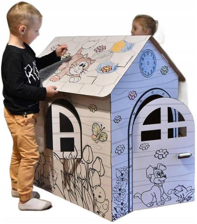 DOMEK DLA DZIECI DUŻY DO MALOWANIA KOLOROWANKA KARTONOWY XXL Z TEKTURY