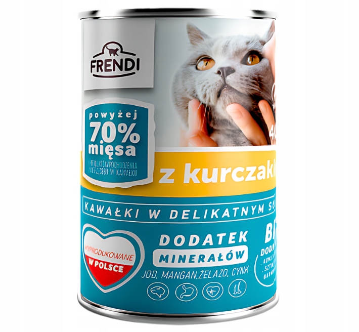 FRENDI kawałki w sosie MIX SMAKÓW karma mokra dla kota 70% MIĘSA 24x400g