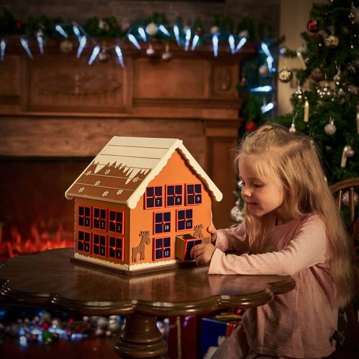 KALENDARZ DREWNIANY ADWENTOWY DOMEK OZDOBA ŚWIĄTECZNA
