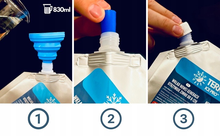 TERRMO Ice Pro XL - Max Wydajne Wkłady do Lodówki Turystycznej Duże 4x830ml