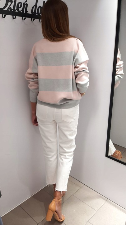 COCOMORE Sweter Pasy Szary + Różowy NEW