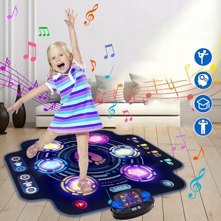 MUZYCZNA MATA DO TAŃCA DLA DZIECI MUZYKA GRA BLUETOOTH 5 TRYBA 9 POZIOM