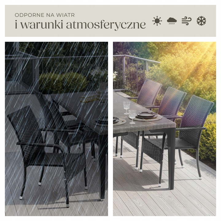 Krzesło rattanowe Girona, sztaplowane, nośność 120 kg