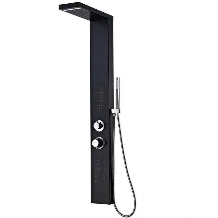 CZARNY ZESTAW PANEL PRYSZNICOWY WODOSPAD 4 FUNKCJE