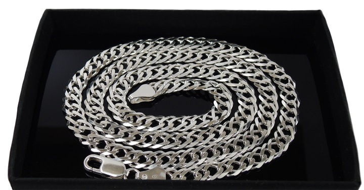 Srebrny Łańcuszek Romby Rombo 6,5mm 60cm + Krzyżyk