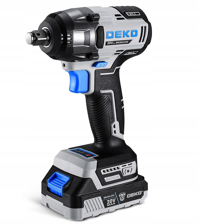 KLUCZ UDAROWY AKUMULATOROWY DO KÓŁ BEZSZCZOTKOWY 1/2" NASADKI 2xAKU 20V