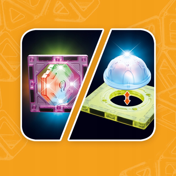 KLOCKI MAGNETYCZNE KONSTRUKCYJNE ŚWIECĄCY TOR PANELE 75 elementów