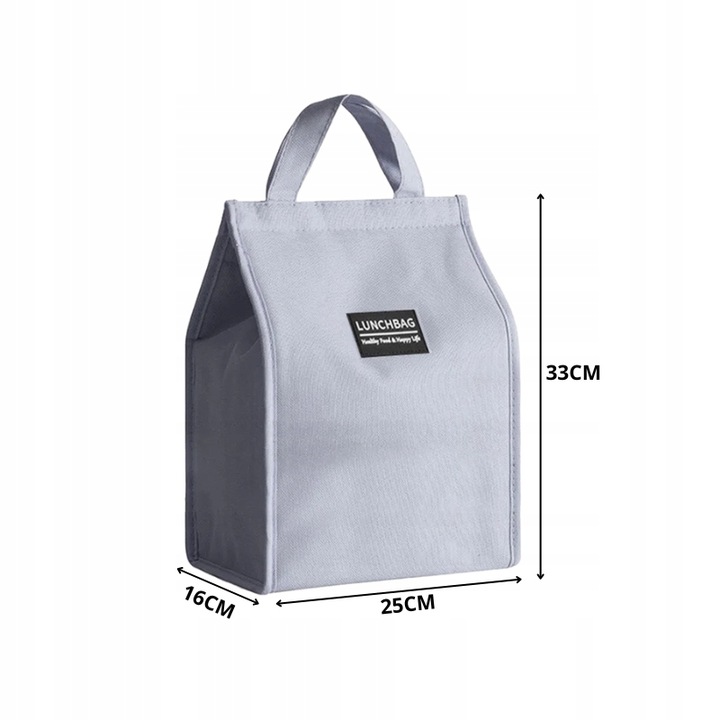 TORBA TERMICZNA Z UCHWYTEM IZOLACYJNA WODOODPORNA LUNCH BOX SZARA 10 L