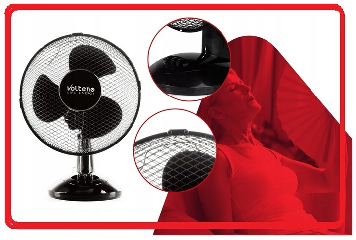 WENTYLATOR BIURKOWY STOŁOWY STOJĄCY CICHY 22cm CYRKULATOR CZARNY 2 TRYBY