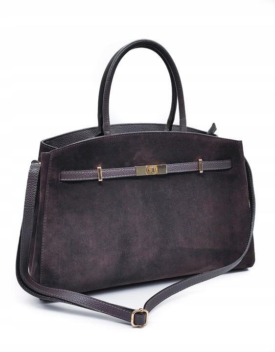 Torebka skóra zamszowa czekoladowa VeraPelle