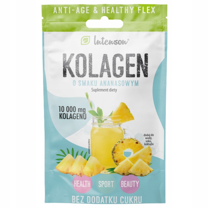 10x INTENSON KOLAGEN + KWAS HIALURONOWY + WITAMINA C do picia ananasowy