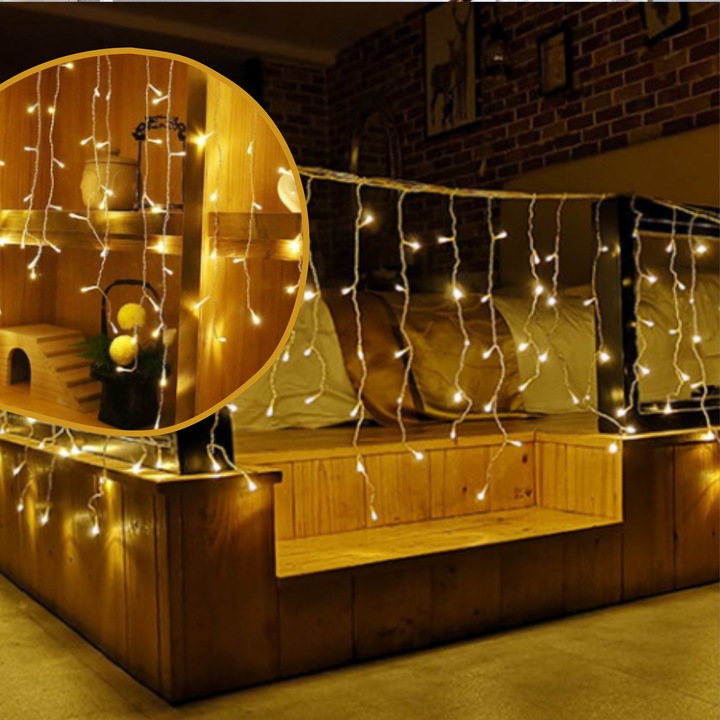 GIRLANDA LED ŚWIĄTECZNA 5M 150 LAMPEK KURTYNA DO DOMU WNĘTRZA NA ZEWNĄTRZ