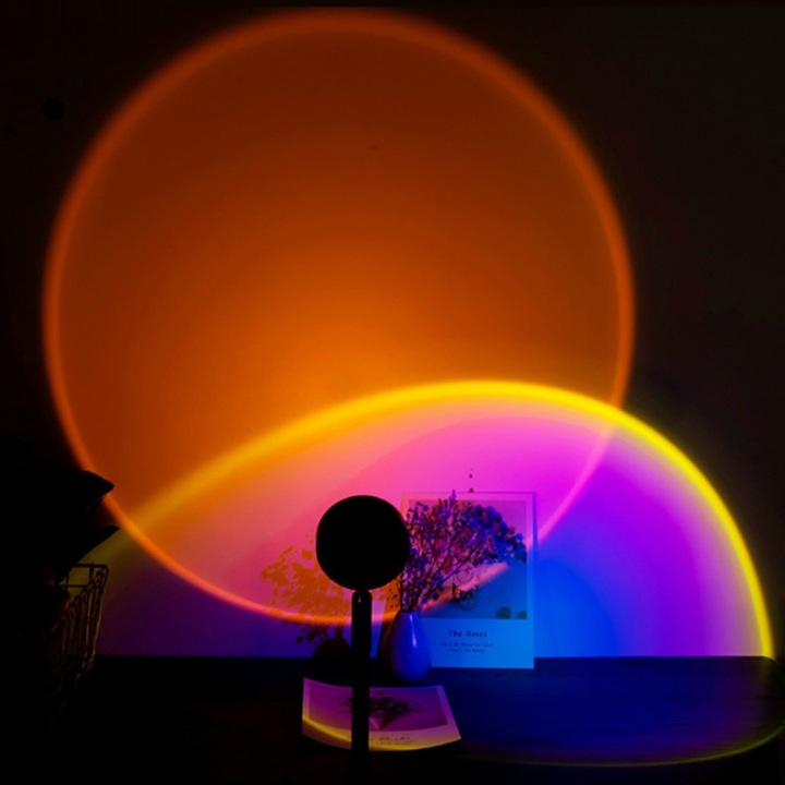 LAMPKA PROJEKTOR LED ZACHÓD SŁOŃCA 16 KOLORÓW LAMPA NOC PREZENT WALENTYNKI