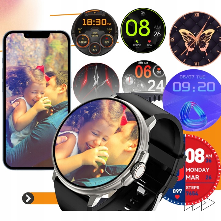 Zegarek męski SMARTWATCH Rubicon ROZMOWY KROKI SMS Sportowy MENU PL