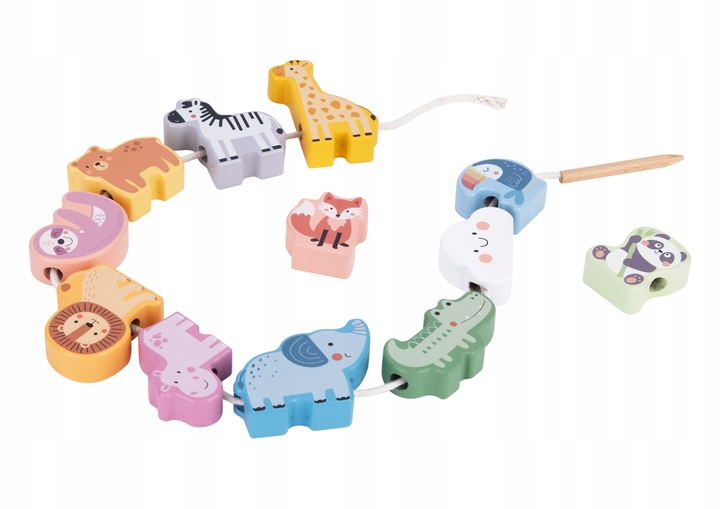 NAWLEKANKA ZOO DREWNIANA PRZEPLATANKA SZNUROWANKA KLOCKI 13 EL WOOPIE GREEN