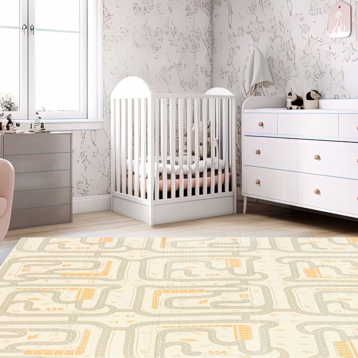 MamaBrum dwustronna składana mata piankowa dywan 120x180x1 Boho/Beż R17