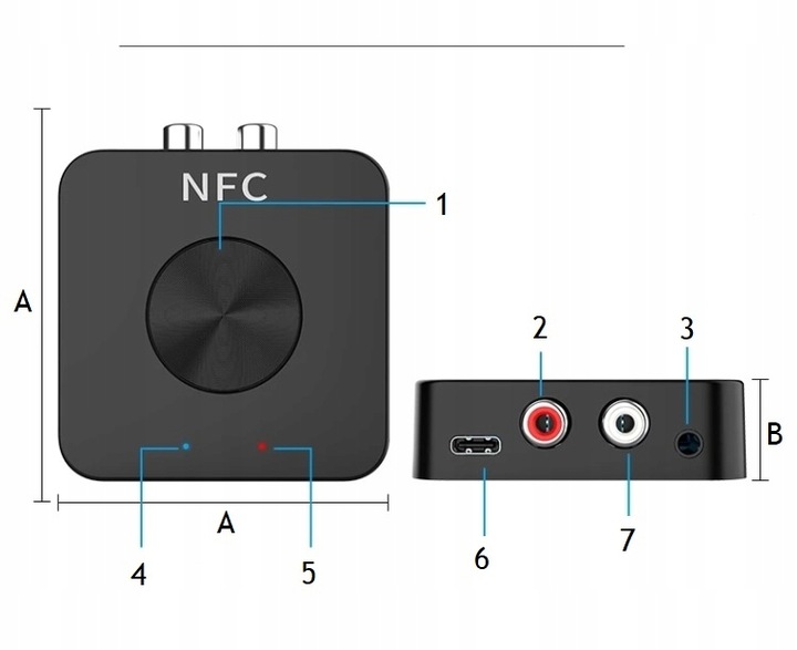 ADAPTER NADAJNIK ODBIORNIK BLUETOOTH NFC AUX RCA