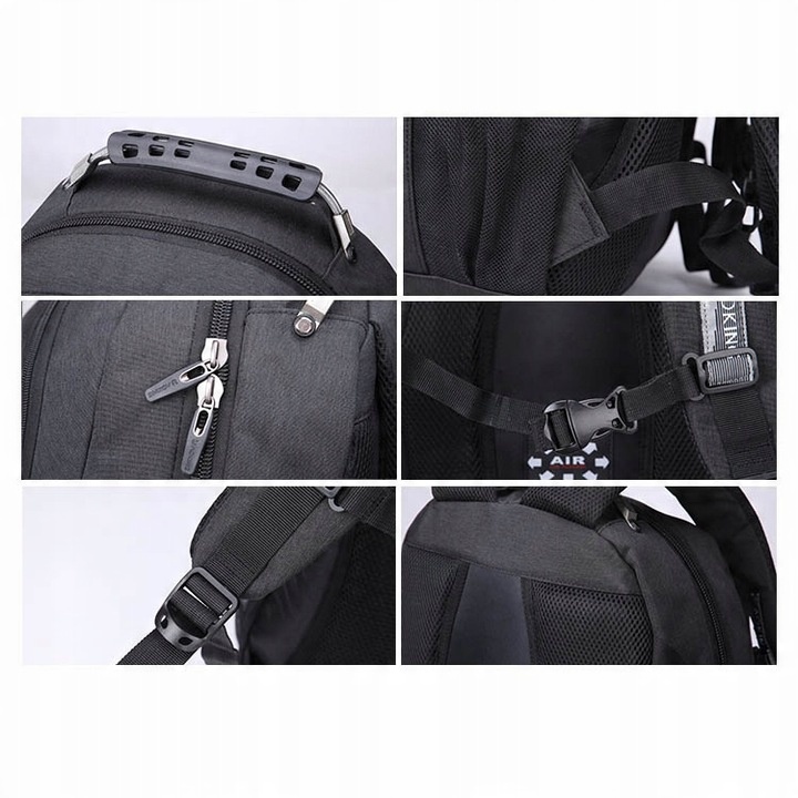 Plecak miejski turystyczny czarny usztywniany tył Aoking 32L z linką