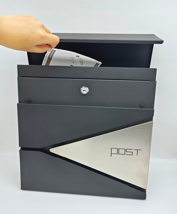 Skrzynka na listy wrzutnia, z gazetnikiem z NUMEREM DOMU ADRESEM DRUK UV