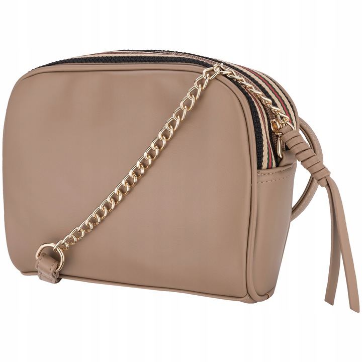 Torebka Damska Listonoszka MONNARI Camel BEŻ ZAMSZ Logo PASEK REGULOWANY